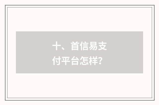 十、首信易支付平台怎样？