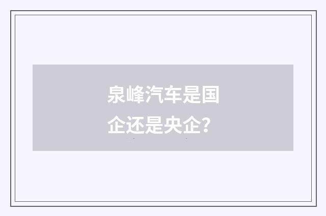 泉峰汽车是国企还是央企？