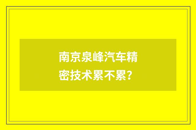 南京泉峰汽车精密技术累不累?