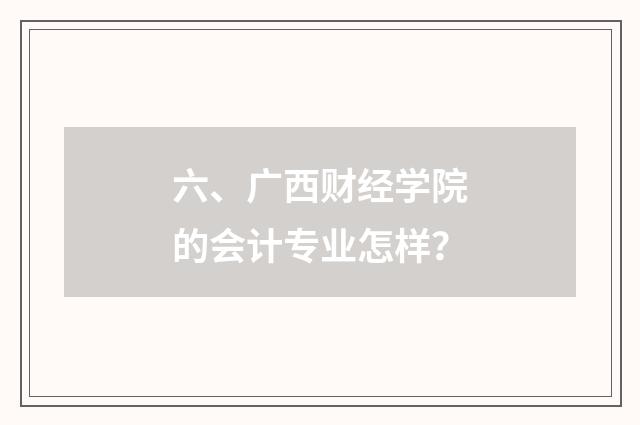六、广西财经学院的会计专业怎样?