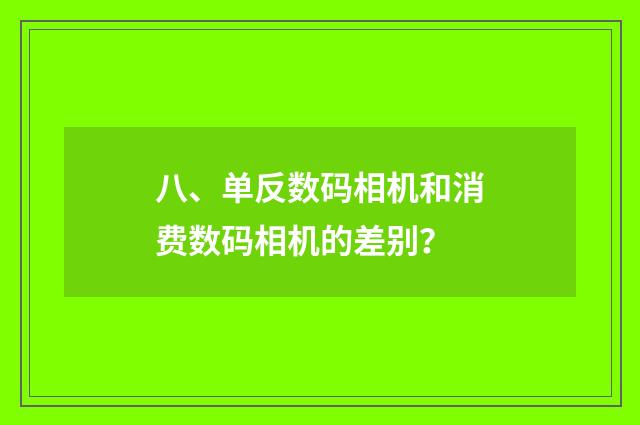 八、单反数码相机和消费数码相机的差别?