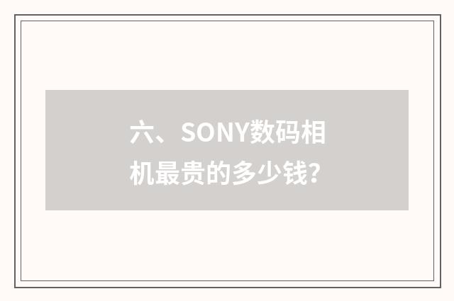 六、SONY数码相机最贵的多少钱?