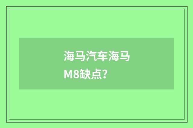 海马汽车海马M8缺点？