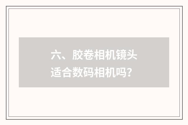 六、胶卷相机镜头适合数码相机吗?