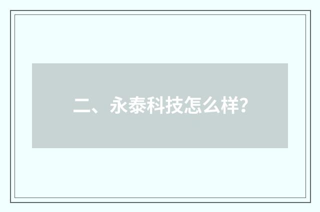 二、永泰科技怎么样?