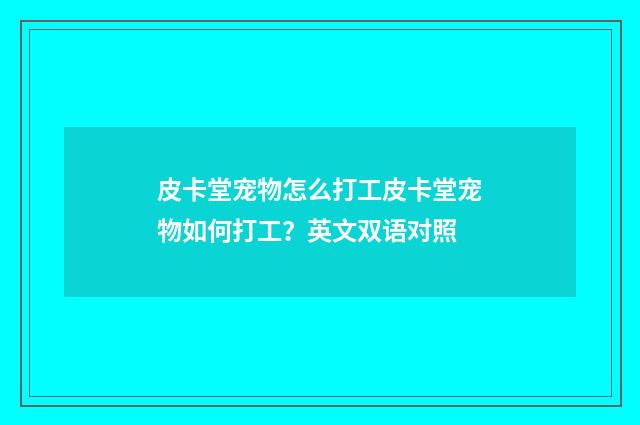 皮卡堂宠物怎么打工皮卡堂宠物如何打工?英文双语对照