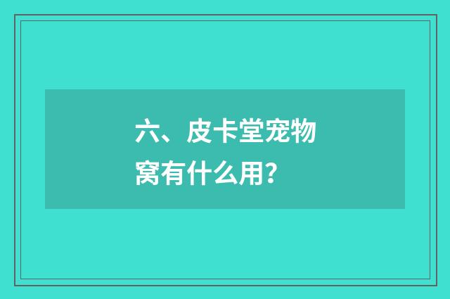 六、皮卡堂宠物窝有什么用?