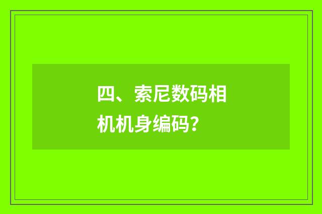四、索尼数码相机机身编码?
