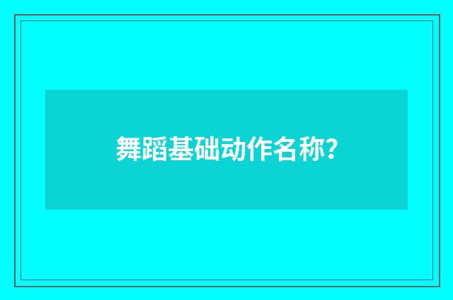 舞蹈基础动作名称？