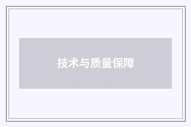 技术与质量保障
