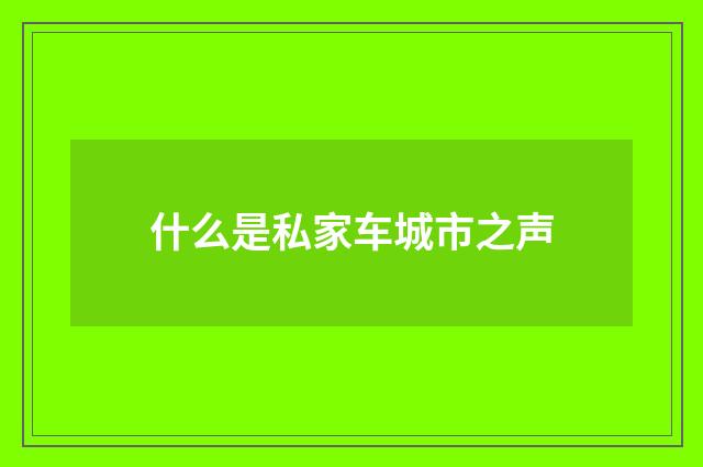 什么是私家车城市之声