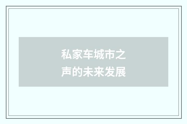 私家车城市之声的未来发展