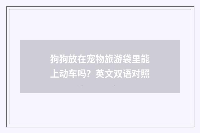 狗狗放在宠物旅游袋里能上动车吗？英文双语对照