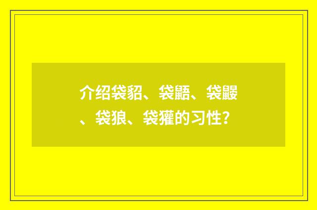 介绍袋貂、袋鼯、袋鼹、袋狼、袋獾的习性？