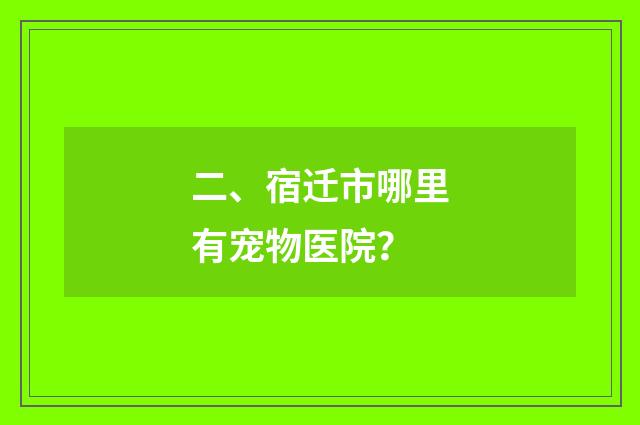 二、宿迁市哪里有宠物医院?
