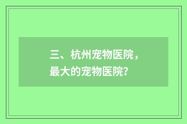 三、杭州宠物医院,最大的宠物医院?