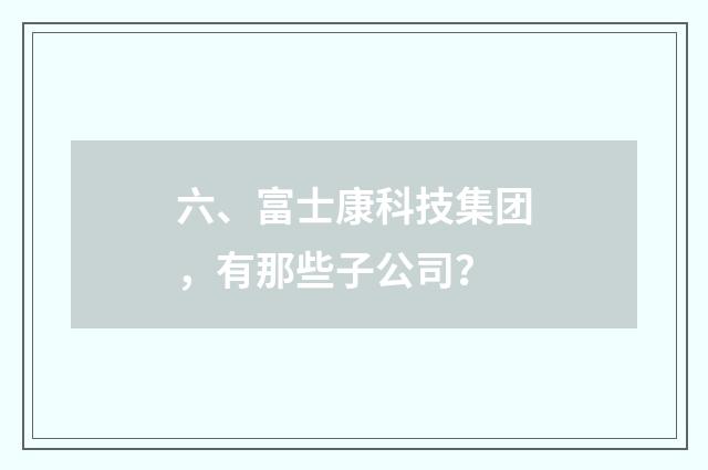 六、富士康科技集团,有那些子公司?