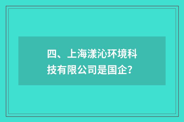 四、上海漾沁环境科技有限公司是国企?