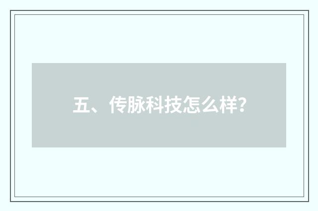 五、传脉科技怎么样？