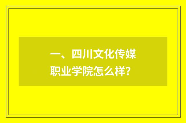 一、四川文化传媒职业学院怎么样?