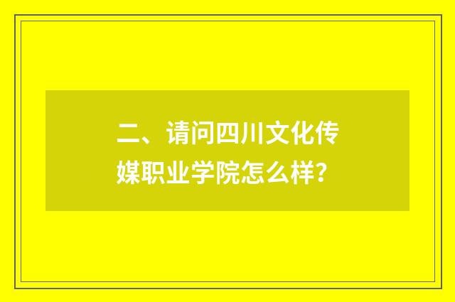 二、请问四川文化传媒职业学院怎么样?