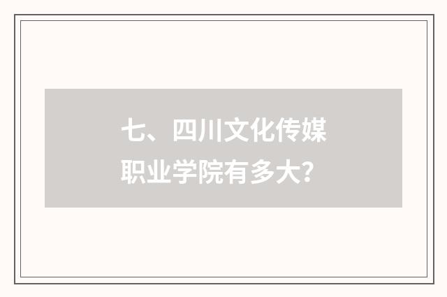 七、四川文化传媒职业学院有多大？