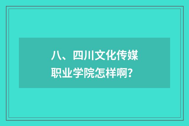 八、四川文化传媒职业学院怎样啊？