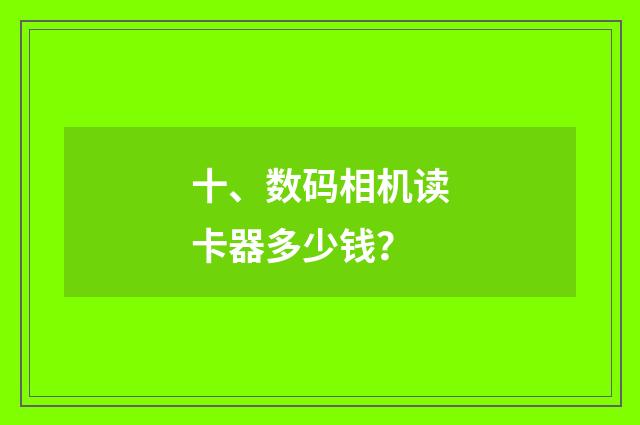 十、数码相机读卡器多少钱?
