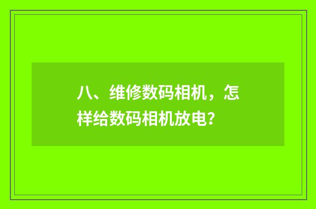 八、维修数码相机，怎样给数码相机放电？