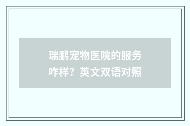 瑞鹏宠物医院的服务咋样？英文双语对照