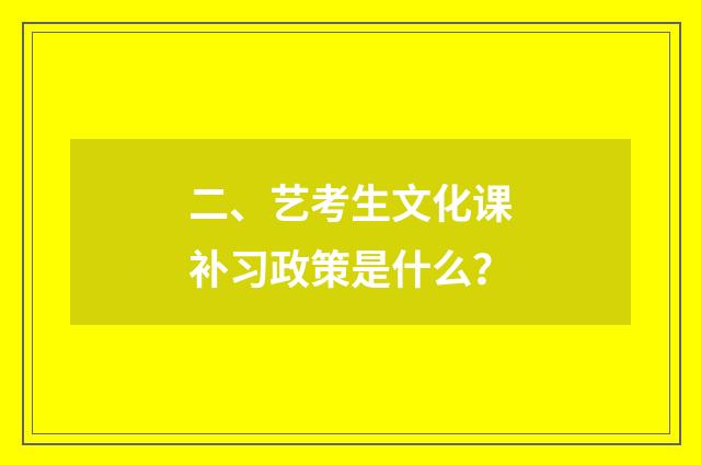 二、艺考生文化课补习政策是什么?