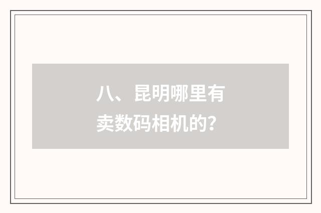 八、昆明哪里有卖数码相机的？