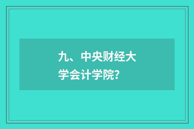 九、中央财经大学会计学院?