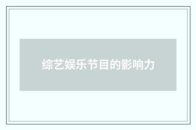 综艺娱乐节目的影响力