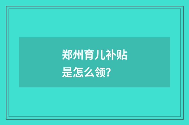 郑州育儿补贴是怎么领？