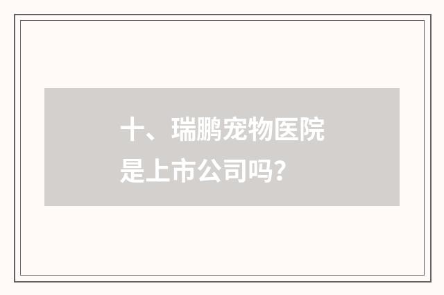 十、瑞鹏宠物医院是上市公司吗？