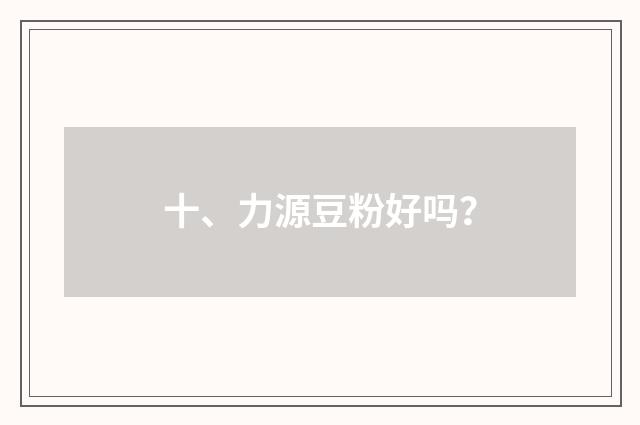 十、力源豆粉好吗？