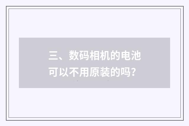 三、数码相机的电池可以不用原装的吗?