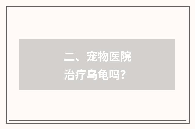 二、宠物医院治疗乌龟吗？