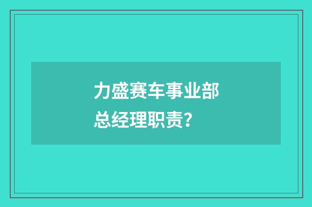 力盛赛车事业部总经理职责？