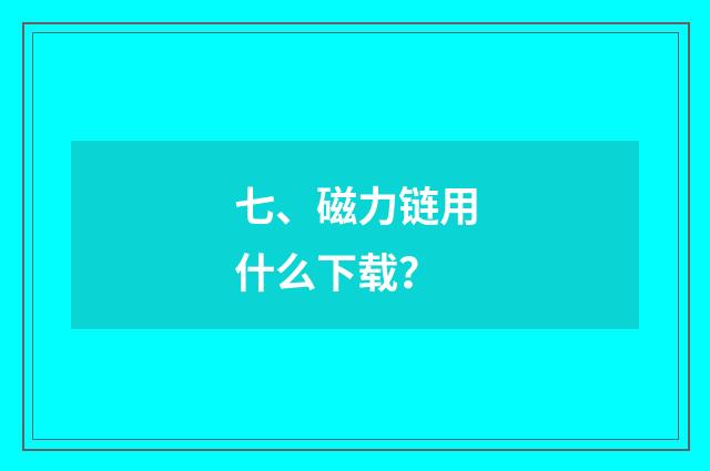 七、磁力链用什么下载?