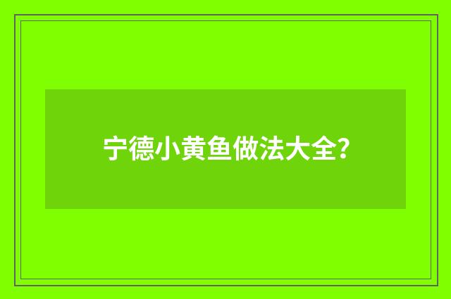 宁德小黄鱼做法大全？