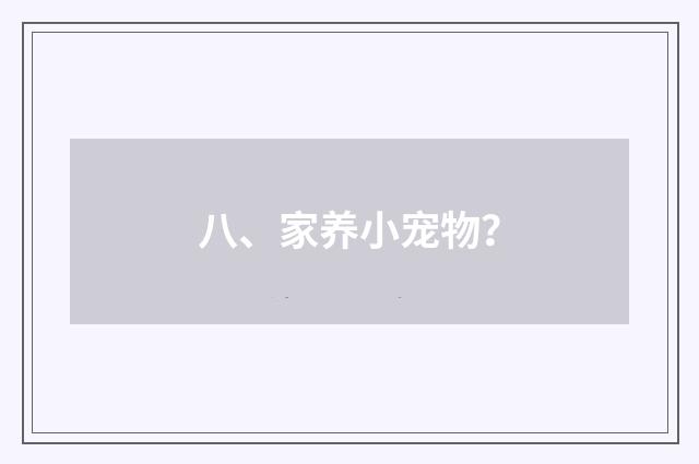 八、家养小宠物？