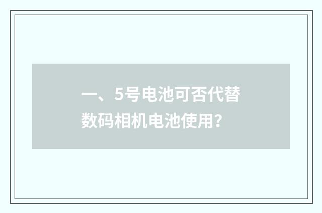 一、5号电池可否代替数码相机电池使用？