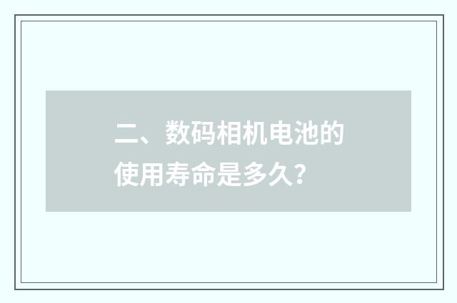 二、数码相机电池的使用寿命是多久?