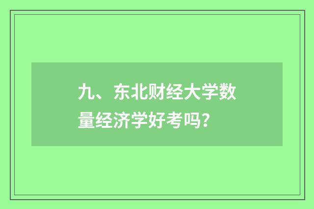 九、东北财经大学数量经济学好考吗?