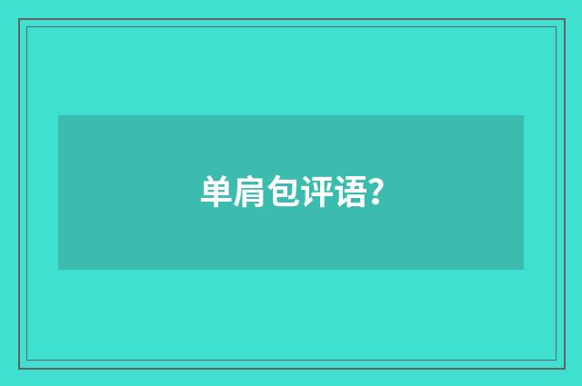 单肩包评语？