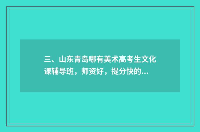 三、山东青岛哪有美术高考生文化课辅导班，师资好，提分快的？