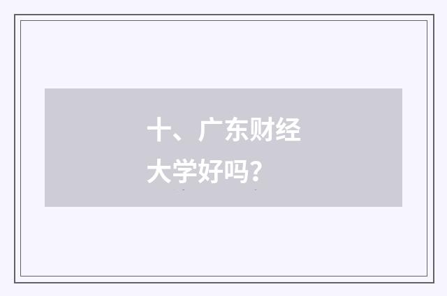 十、广东财经大学好吗？