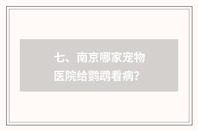 七、南京哪家宠物医院给鹦鹉看病?